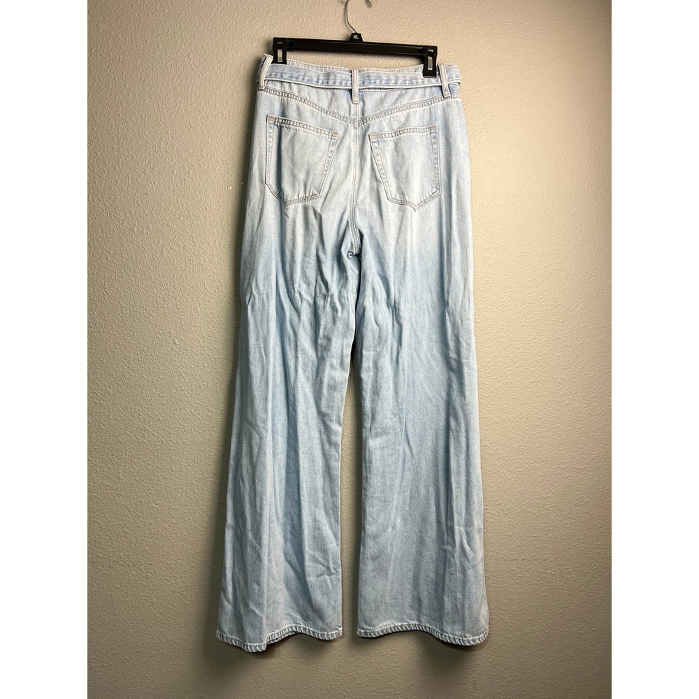 LOFT The Palazzo Wide Leg Barrell Jeans Light Wash Blue Tie Belt Womens 26/2 - Picture 2 of 10